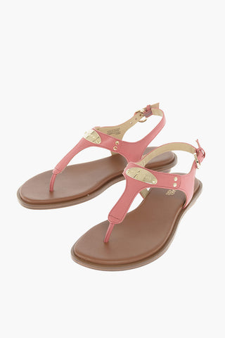 Leather MK PLATE Thong Sandals