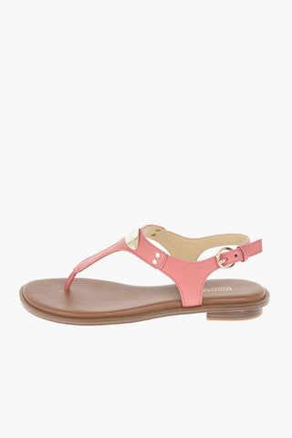Leather MK PLATE Thong Sandals