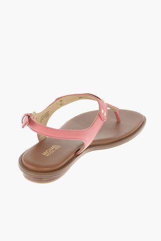 Leather MK PLATE Thong Sandals