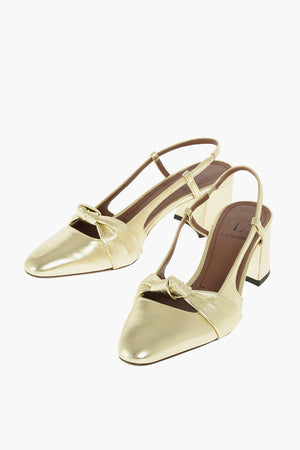 Knotted Motif Lamè Leather Slingbacks 6cm