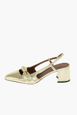 Knotted Motif Lamè Leather Slingbacks 6cm