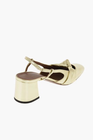 Knotted Motif Lamè Leather Slingbacks 6cm