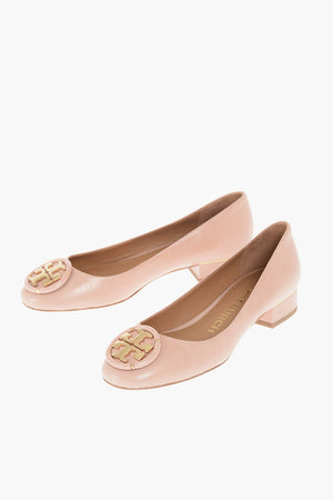 Front Logo Textured Leather Ballet Flats 2.5cm