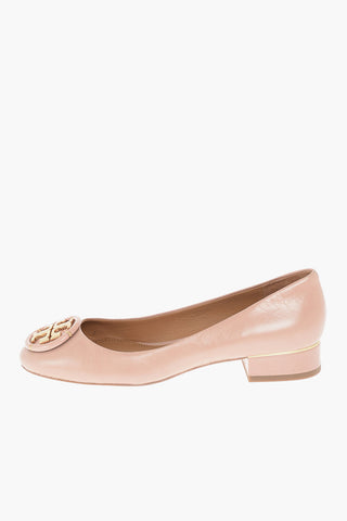 Front Logo Textured Leather Ballet Flats 2.5cm
