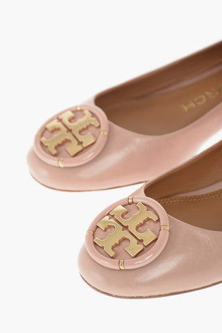 Front Logo Textured Leather Ballet Flats 2.5cm