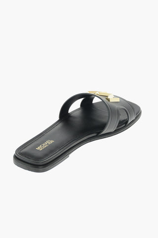 Metal Logo KIPPY Leather Slippers