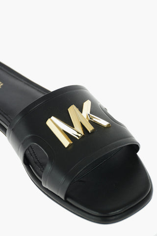 Metal Logo KIPPY Leather Slippers