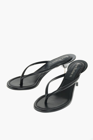 Stiletto Heel Leather Thong Sandals 8cm