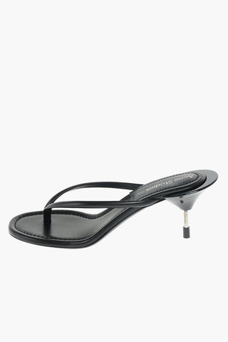 Stiletto Heel Leather Thong Sandals 8cm