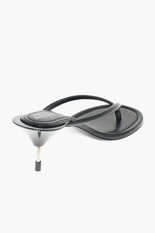 Stiletto Heel Leather Thong Sandals 8cm