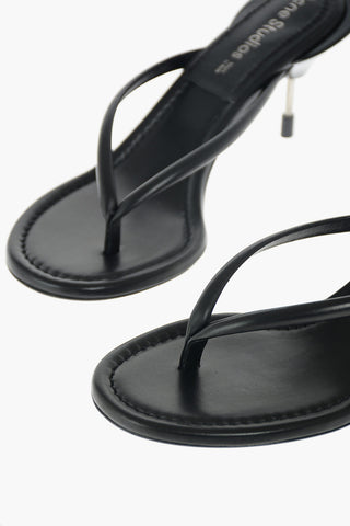 Stiletto Heel Leather Thong Sandals 8cm