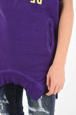 Mini Dress in Felpa con Collo a Barca