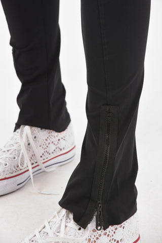 Zipped Ankle Logo Elastic Waistband Leggings