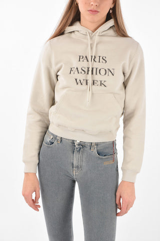 Felpa in Cotone PARIS FASHION WEEK con Cappuccio