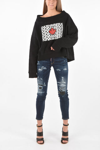 Boat Neck Sweatshirt with Print
