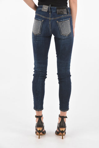 Jeans JENNIFER in Denim Distressed con Borchie