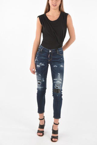 Jeans JENNIFER in Denim Distressed con Borchie