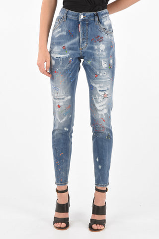 Graffiti Embellished SKINNY DAN Jeans