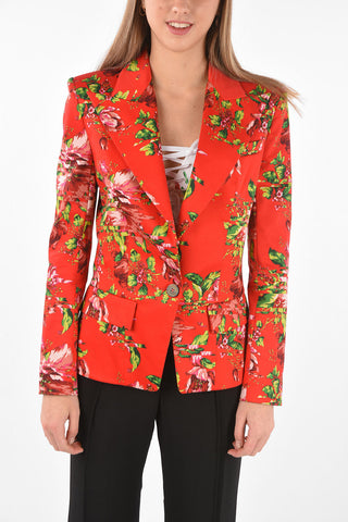 Single-breasted Floral Patterned Cotton Blazer