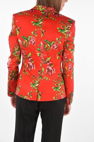 Single-breasted Floral Patterned Cotton Blazer