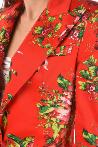 Single-breasted Floral Patterned Cotton Blazer