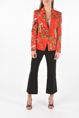 Single-breasted Floral Patterned Cotton Blazer