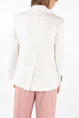 Blazer Monopetto in Misto Cotone con Tasche a Toppa