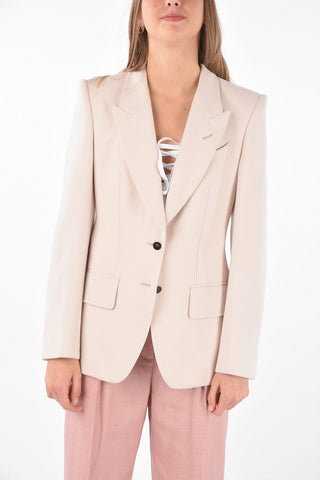 2 Button Peak Lapel Virgin Wool Blazer