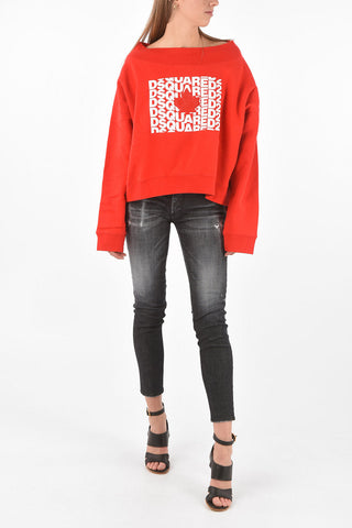 Boat Neck Sweatshirt with Print