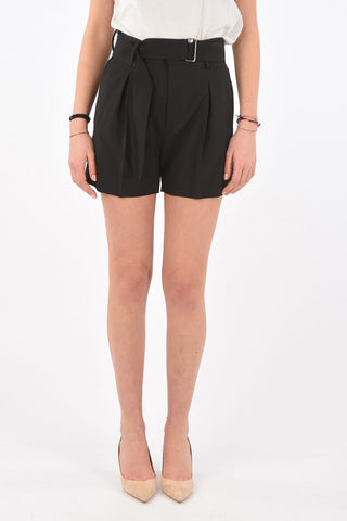 Single-pleated Virgin Wool Shorts with Belt
