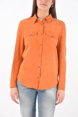 Snap Button Suede Saharan Shirt