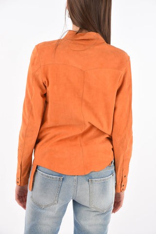 Snap Button Suede Saharan Shirt