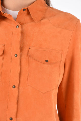 Snap Button Suede Saharan Shirt