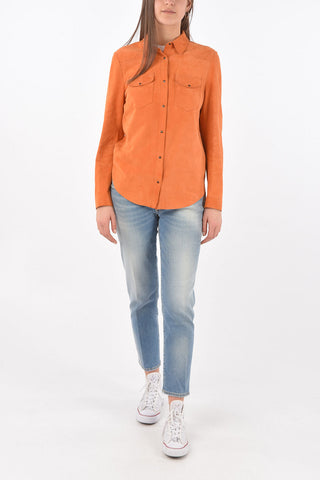 Snap Button Suede Saharan Shirt