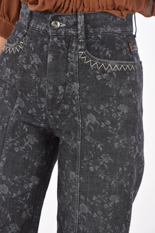 4 Pocket Printed Denim Palazzo Pants