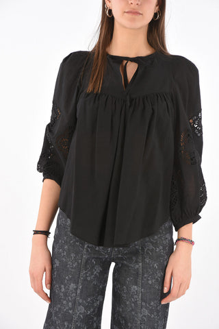 SEE BY Sangallo Detail Sleeve Cotton Blouse