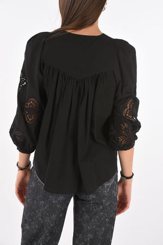 SEE BY Sangallo Detail Sleeve Cotton Blouse
