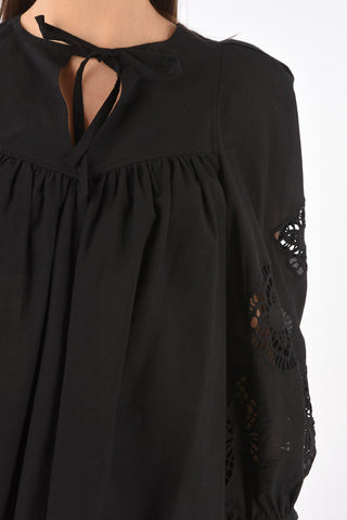 SEE BY Sangallo Detail Sleeve Cotton Blouse