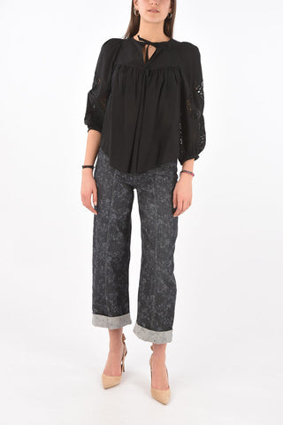 SEE BY Sangallo Detail Sleeve Cotton Blouse