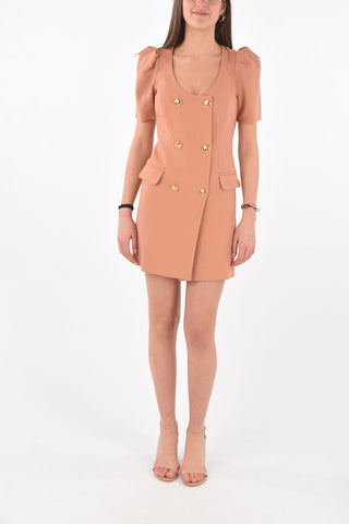Double-breasted Puffed Sleeve Dress