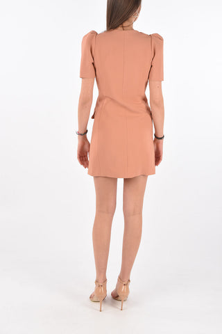 Double-breasted Puffed Sleeve Dress