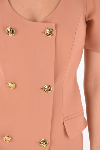 Double-breasted Puffed Sleeve Dress