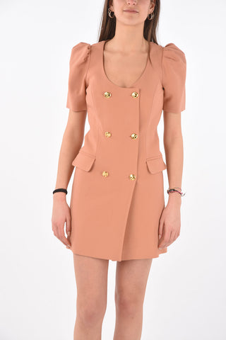 Double-breasted Puffed Sleeve Dress