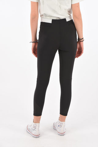 Logo Elastic Band Openwork Fabric Leggings