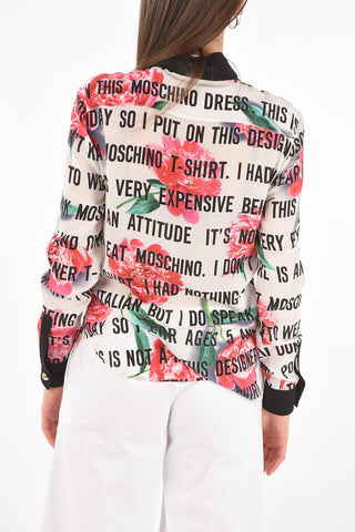 COUTURE! Floral Printed Silk Tie Neck Shirt
