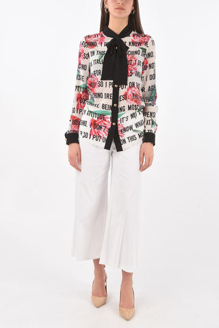 COUTURE! Floral Printed Silk Tie Neck Shirt