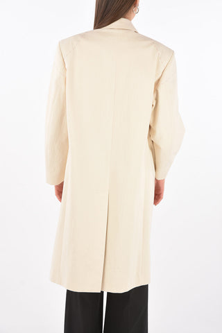 Cappotto in Cotone Herringbone con Impunture a Vista