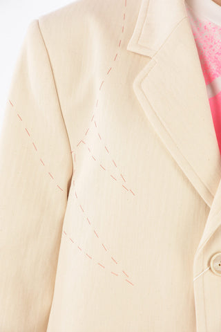 Cappotto in Cotone Herringbone con Impunture a Vista