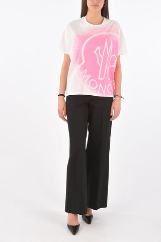 Crew Neck Neon Printed Cotton T-Shirt