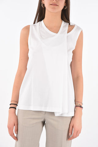 Crew Neck Asymmetric Cotton Tank Top